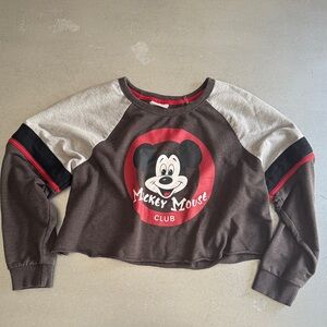 Vintage cropped Disney Mickey Mouse Club Brown and Gray Sweatshirt